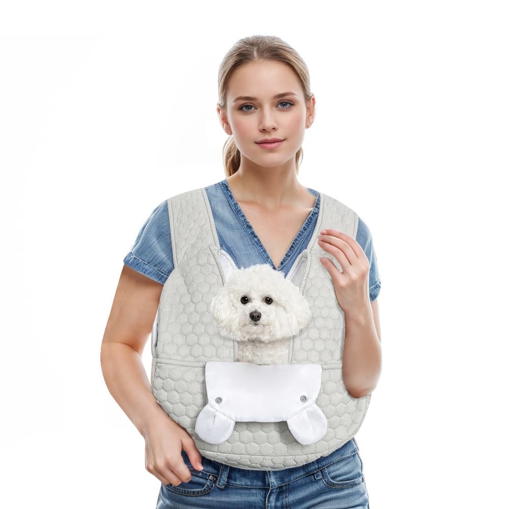 Quilted Hands-Free Pet Carrier Sling - Comfortable Front Pack for Small Dogs & Cats