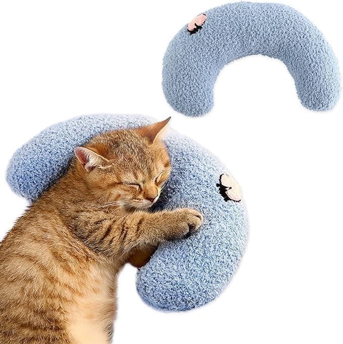 Cat Pillow, Soft Pet Toy, Soothing Cat Pillow for Dogs with Anxiety, U-Shaped Pillow, Dog Bed for Better Sleep and Comfort, Cat Plush Toy, photo 1 of 5