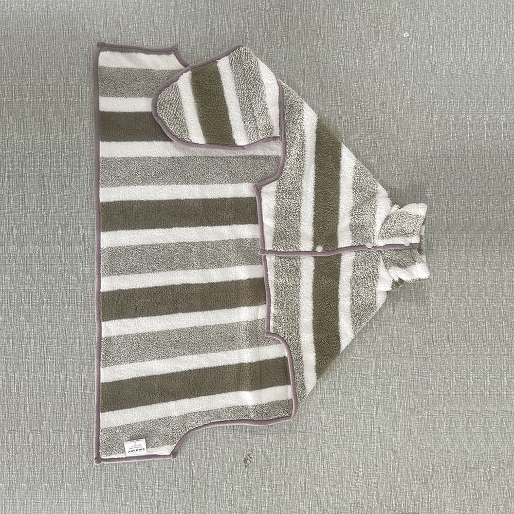 Stripes Super Absorbent Pet Bathrobe with Waist Belt & Neck Snap - Full Coverage Quick-Drying Towel for Dogs & Cats
