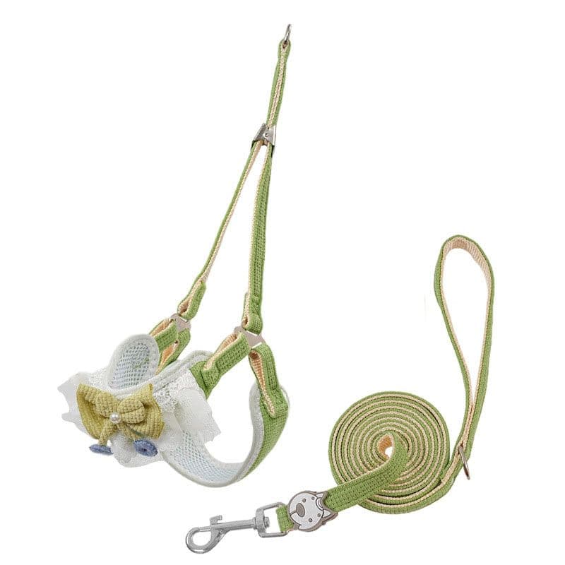 Lace Y-Shaped Pet Harness and Leash Set - Breathable Mesh Vest for Small to Medium Dogs and Cats - Comfortable Walking Gear with 150cm Leash, photo 1 of 6