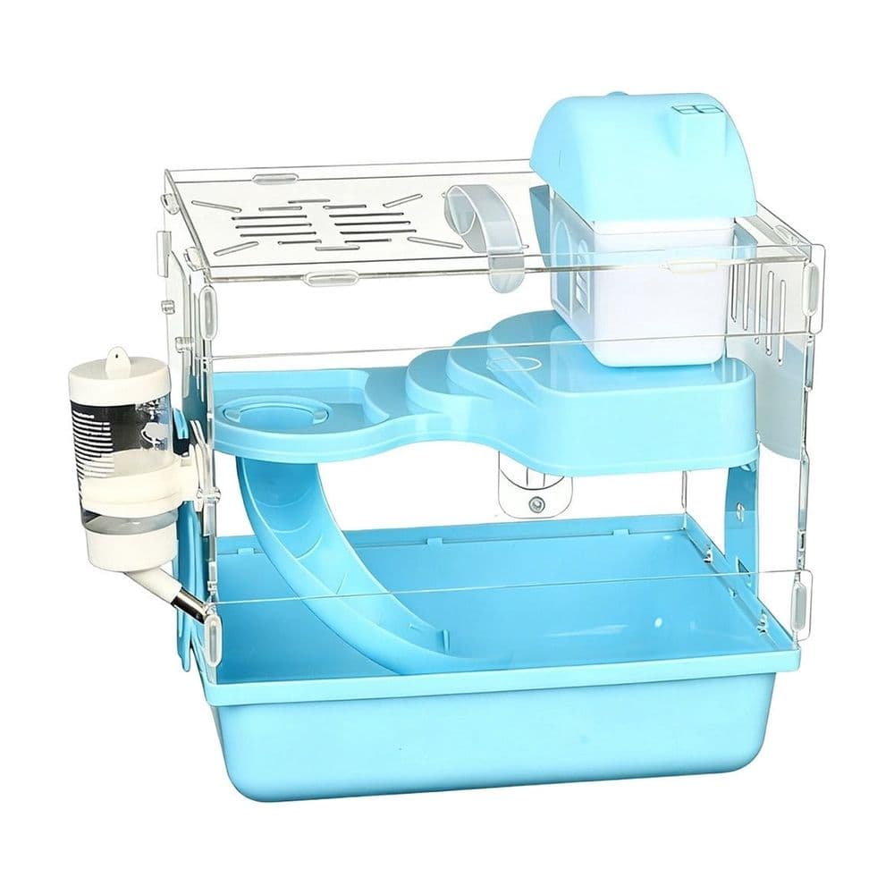 Transparent Acrylic Hamster Cage with Tray Bottom 2 Story Villa Structure Ventilation Holes Anti-Escape Secure Latches Expandable Animal Habitat for Hamster Gerbils Mice IndoorEnclosure Supplies, photo 1 of 5