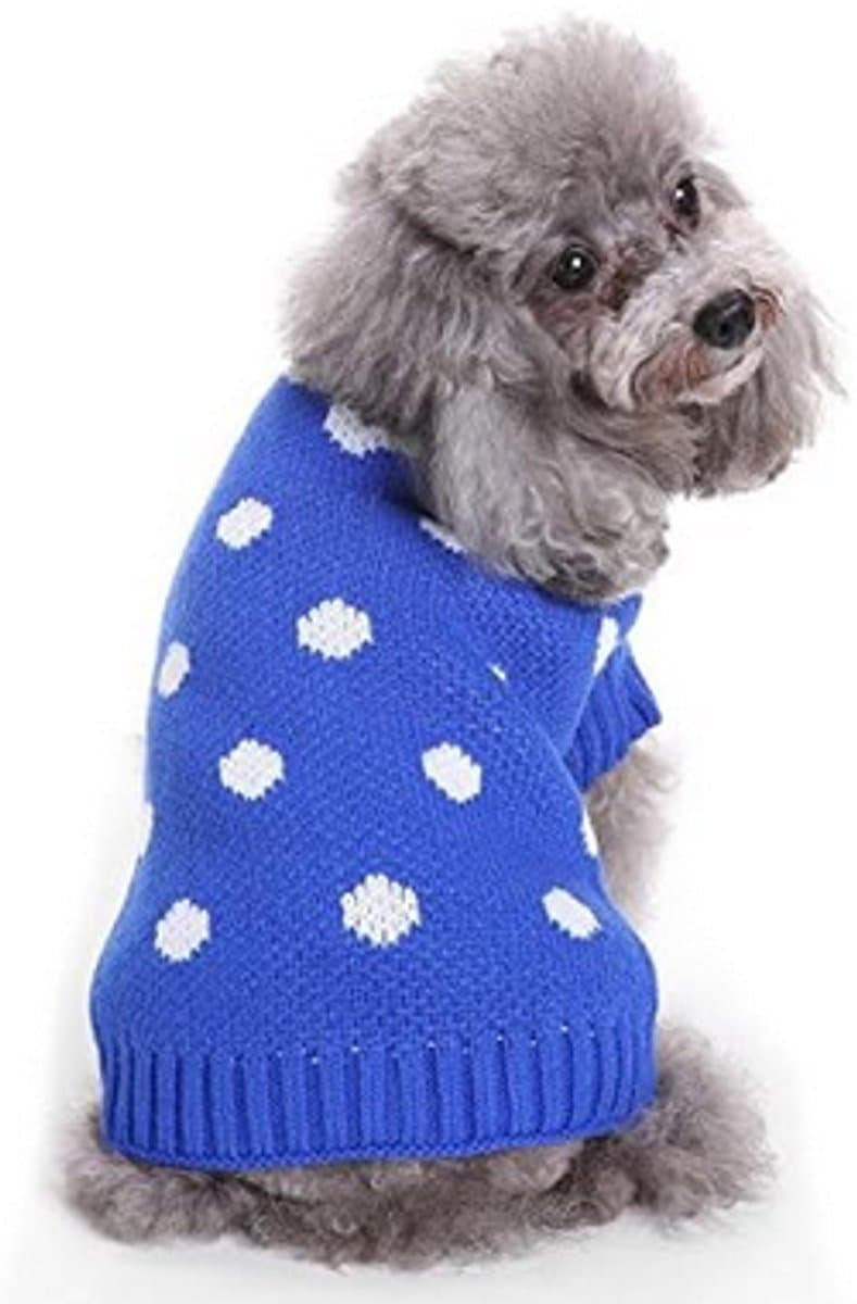 Dog Sweater - Classic Dog Sweater - Polka Dot Knit Sweater - Dog Coat - Puppy Clothes - Autumn and Winter Dog Clothes - Size L - Perfect for Small Dogs - Medium-Sized Dogs - Party Clothes, photo 1 of 10