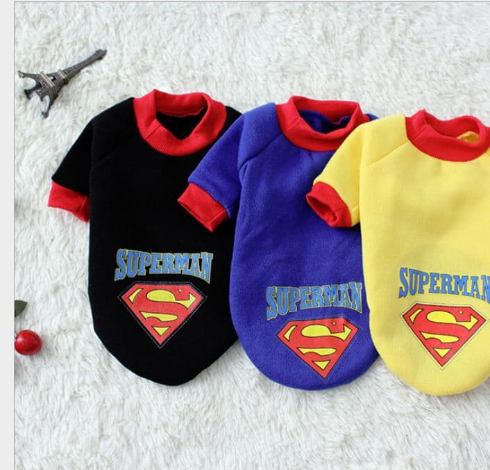 Pet Hoodie Sweatshirt Shine Superman Cotton