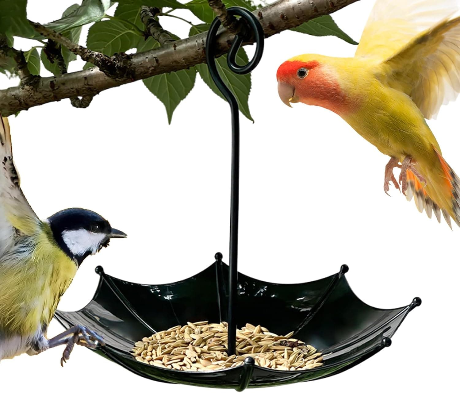 Bird feeder house, 18 x 16.5 cm, protection for poultry, outer covers, small adjustable height cover, bird feeding station for garden, balcony, rain shelter, photo 1 of 8