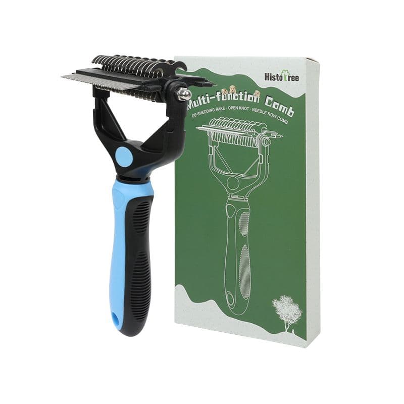 3 in 1 Pet Dematting Comb - Detangling Rake, Deshedding Grooming Comb and Straight Comb with Ergonomic TPR Grip for Dogs and Cats