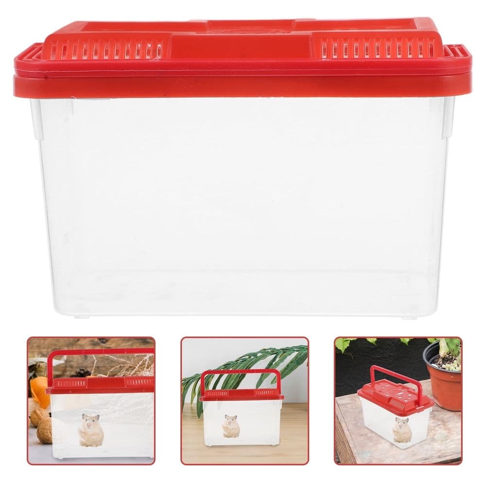 Red ABS Material Travel Fish Tank for Small Animal Storage and Observation