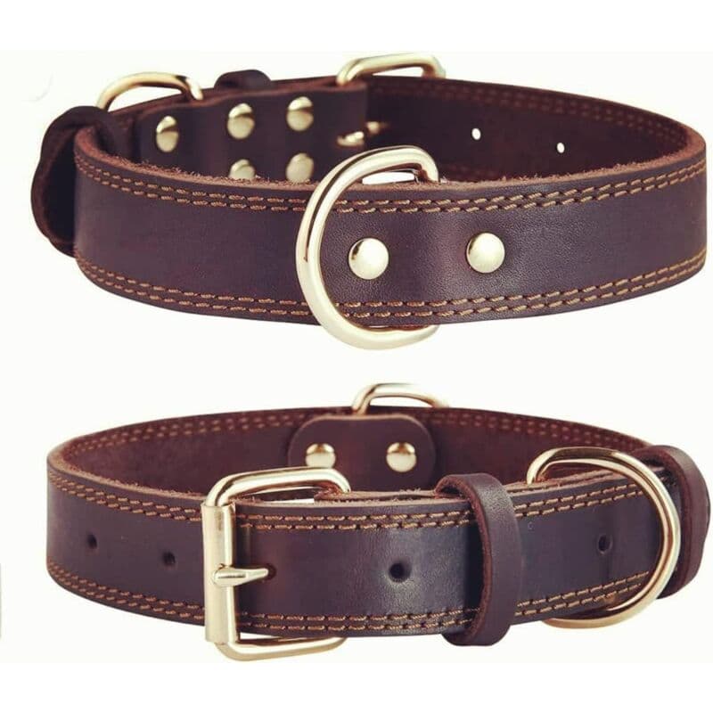 Premium Genuine Leather Dog Collar/Durable Real Leather Adjustable Collars For Male Female ( )