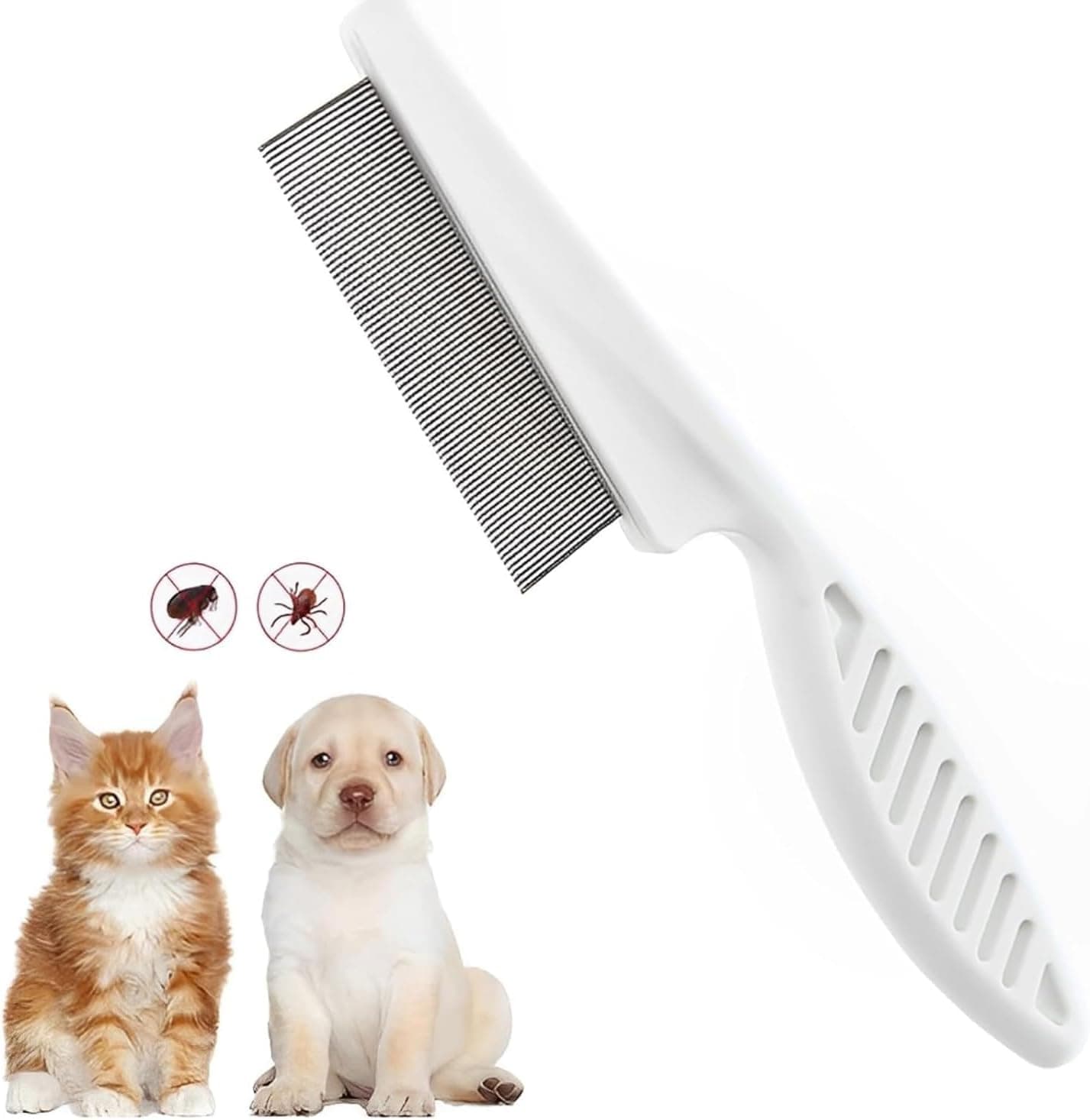 Flea comb for dogs and cats - Dog grooming tool - For removing tear stains, fleas, mange and lice, photo 1 of 7