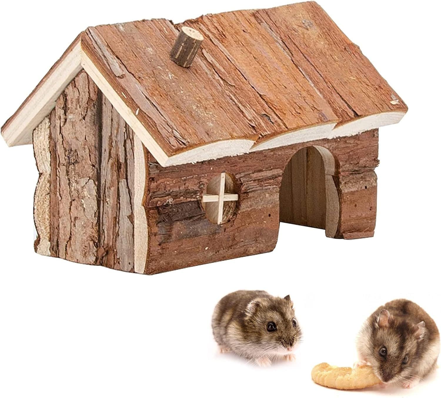 Hamster Wooden Hideout House Natural Pet Rats Climbing Play Hut Hideaway Room for Dwarf Hamster, Mouse, Rat,Gerbil and Other Pet Small Animals(15*11*12cm), photo 1 of 5