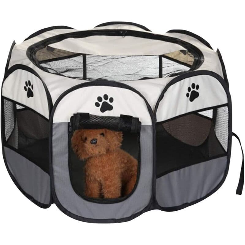Foldable Playpen for Dogs and Cats Portable Soft Fabric Kennel Indoor Outdoor 74x74x43cm Gray, photo 1 of 3