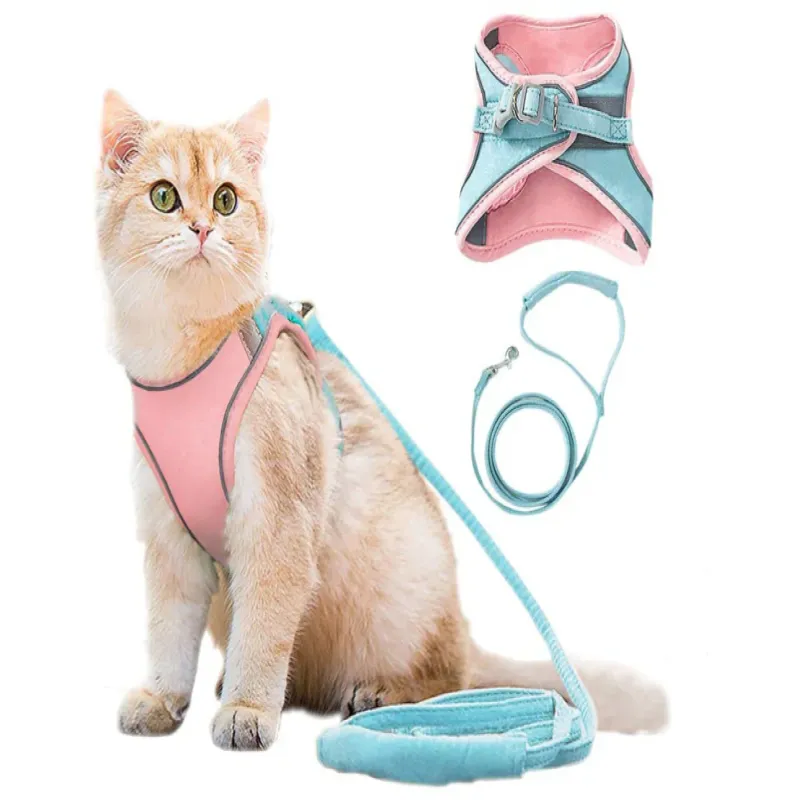 Pet Harness and Leash Set with Reflective Strip for Cats Dogs