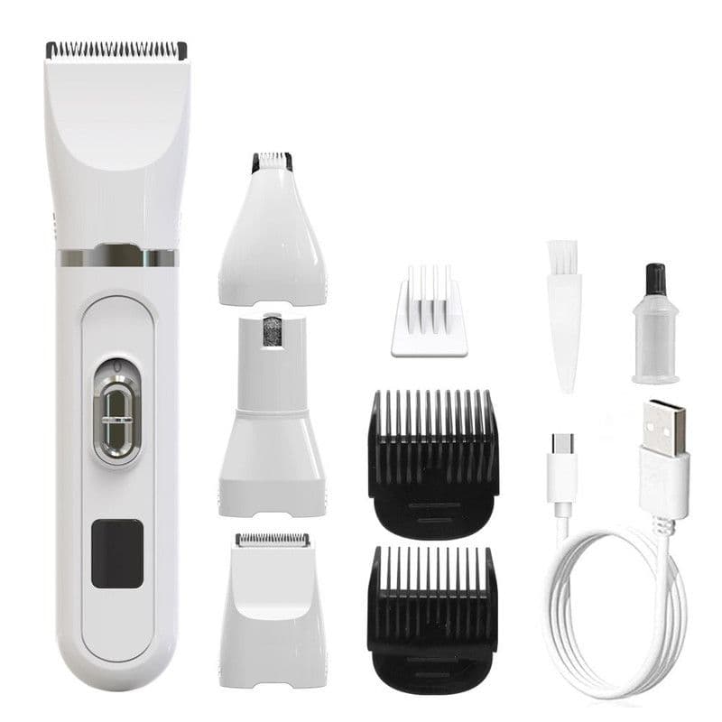 4-in-1 Pet Electric Clipper, Cat and Dog Hair Trimmer and Nail Grinder, Pet Grooming Supplies