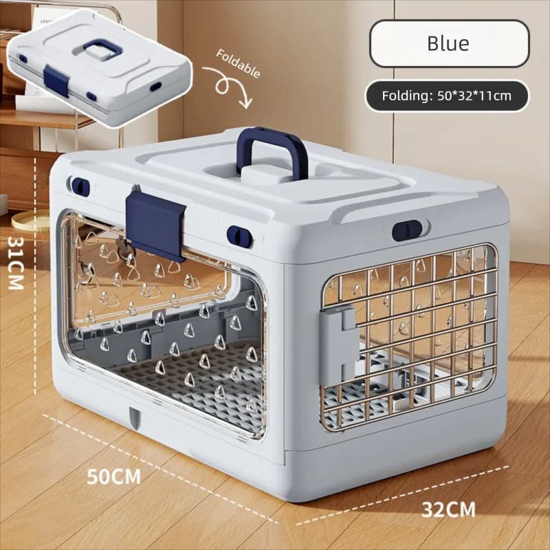 Premium Foldable Pet Carrier Crate - Breathable Aviation Travel Box for Cats & Small Dogs up to 10kg - Portable Car & Flight Transport Case