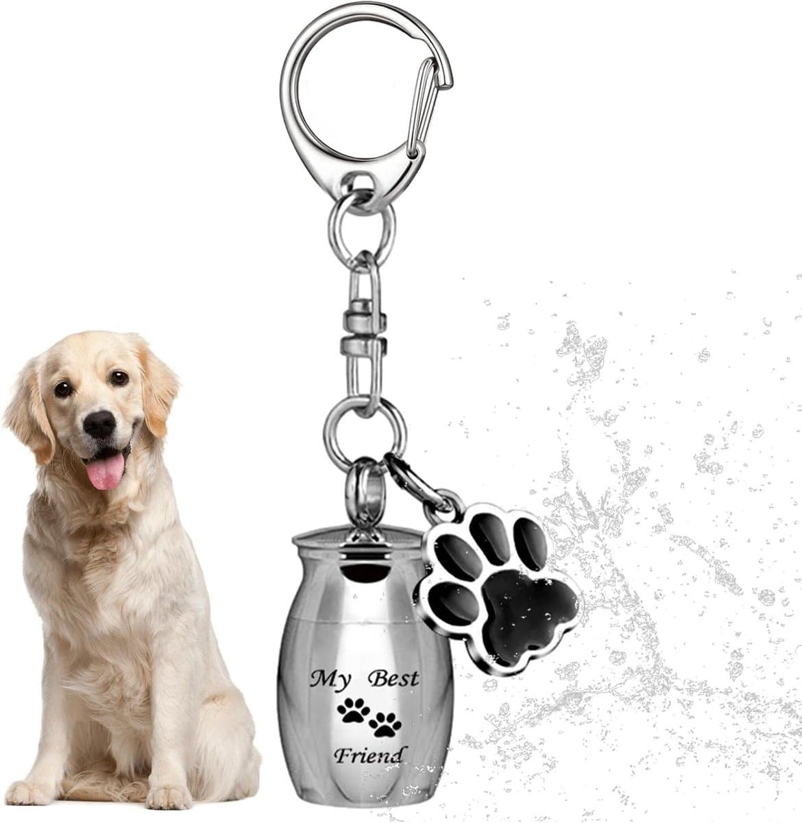 Pet Ash Keychain - Stainless Steel Paw - Waterproof - Ash Holder for Cats Dogs, photo 1 of 5
