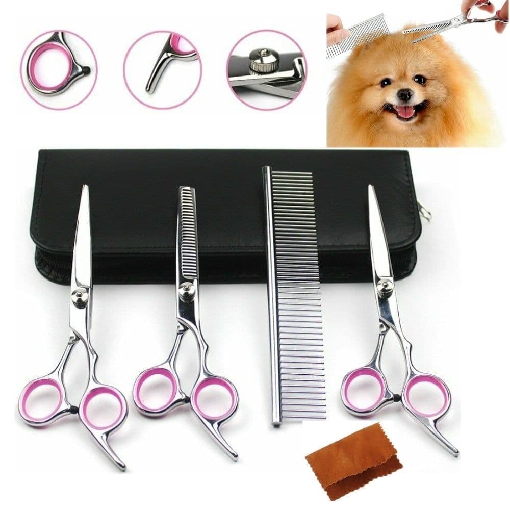 Pet Cat Dog Grooming Scissors Set 4 Pieces Stainless Steel Professional Pet Trimmer Kit, photo 1 of 5