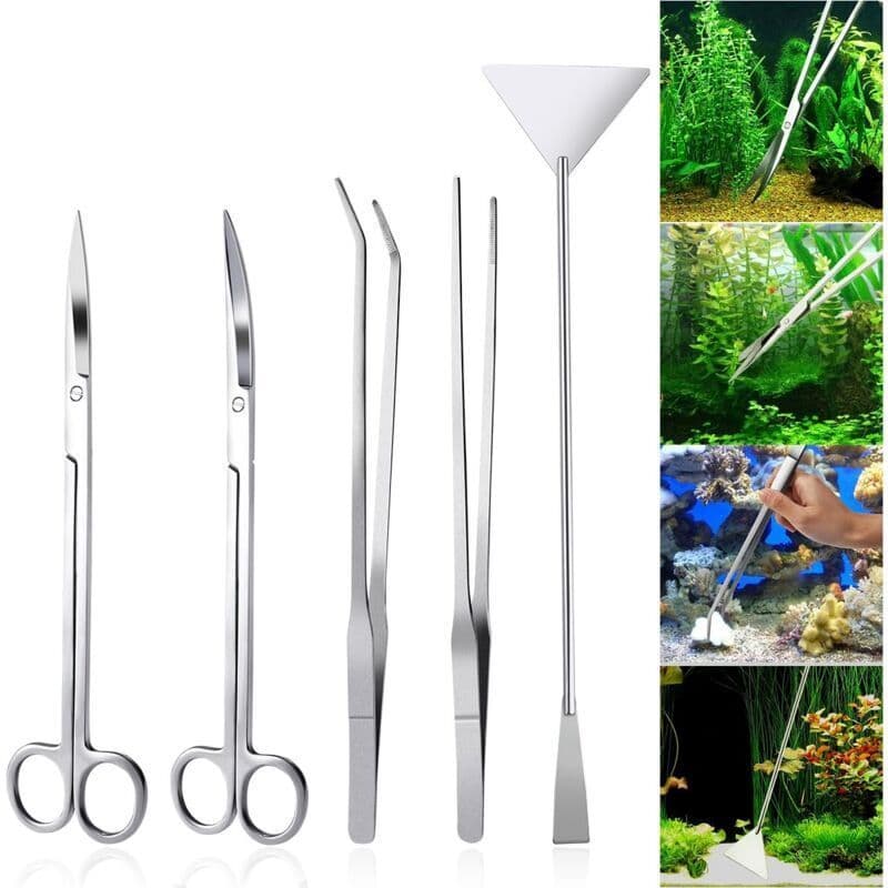 Aquarium Aquascaping Kit 5 in 1 Stainless Steel Aquarium Tank Aquatic Plant Tools Sets Tweezers Scissors Spatula, photo 1 of 4
