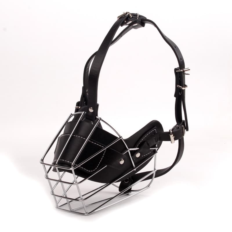 Black Metal Basket Dog Muzzle - Anti-Bite & Anti-Barking