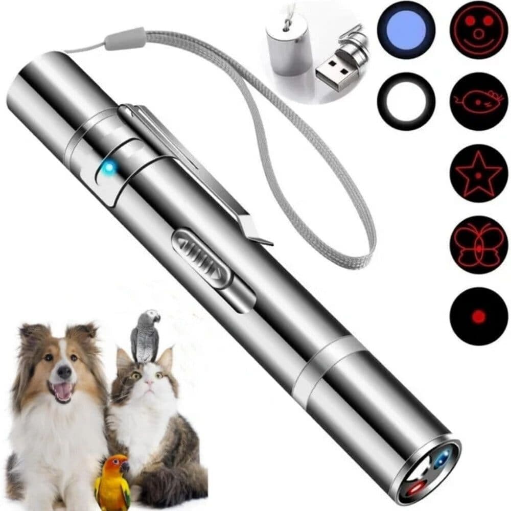Cat Toys,Laser Pointer with 5 Adjustable Patterns,USB Recharge Laser,Long Range and 3 Modes Training Chaser Interactive Toy,Dog Laser Toy, photo 1 of 5