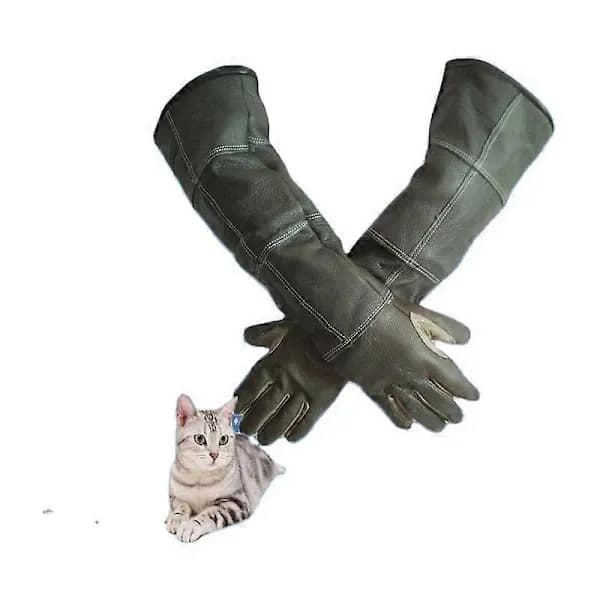 Thick Cowhide Animal Handling Gloves for Dog Cat Bird Snake Parrot Lizard, Anti-Bite and Scratch Protection with Cotton Lining for Gardening and Wild Animal Care, photo 1 of 4