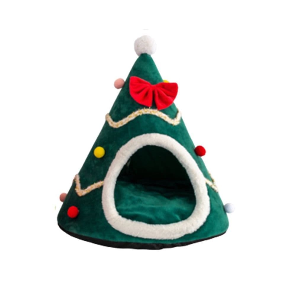 Christmas Tree Dog House, Cozy Dog Cave Pet Sleeping Bed Puppy Tent with Removable Cushion, Pets Bed for Medium Dogs Cats Xmas Decoration, (Green, M Size 45 cm), photo 1 of 5