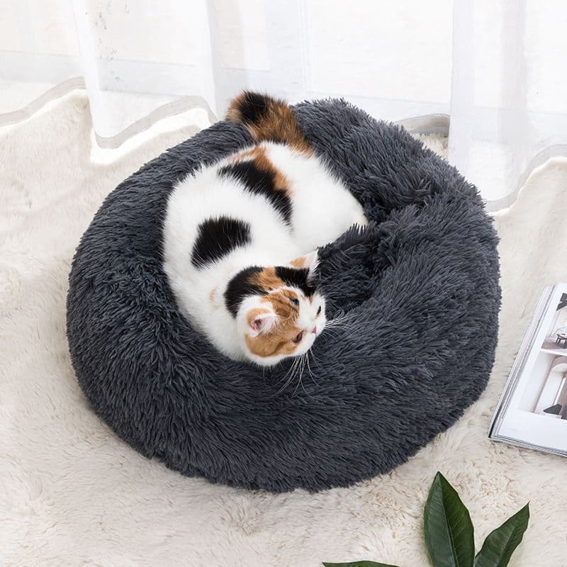 Qianxun pets Round Plush Pet Bed 40 cm Diameter 40 cm