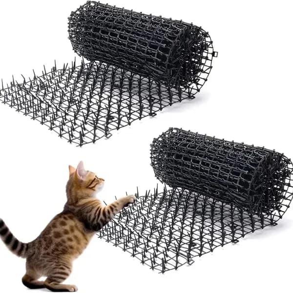 2 Pack Cat Deterrent Mats, Flexible Plastic Spike Furniture and Garden Scratch Protectors for Indoor or Outdoor Use, Black, 43 x 33 cm, photo 1 of 5