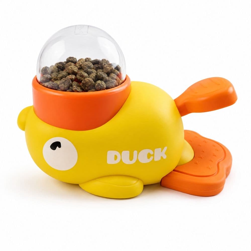 Cat Treat Toy, Duck Treat Dispenser with Adjustable Openings & Slow Feeder Puzzle, Interactive Pet Toy for Indoor Training, Playtime, Cats and Small Dogs, photo 1 of 5