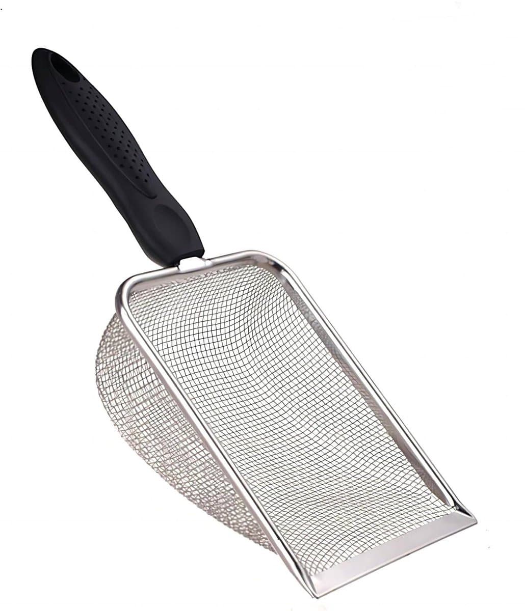 Cat Litter Scoop - Small Stainless Steel Cat Litter Scoop with Mesh - For Cleaning Reptile Cat Litter - Metal Cat Litter Scoop with Non-Stick Coating - Cleaning Tool - Fine Cat Litter Scoop (Pore Size: 3.7mm), photo 1 of 5