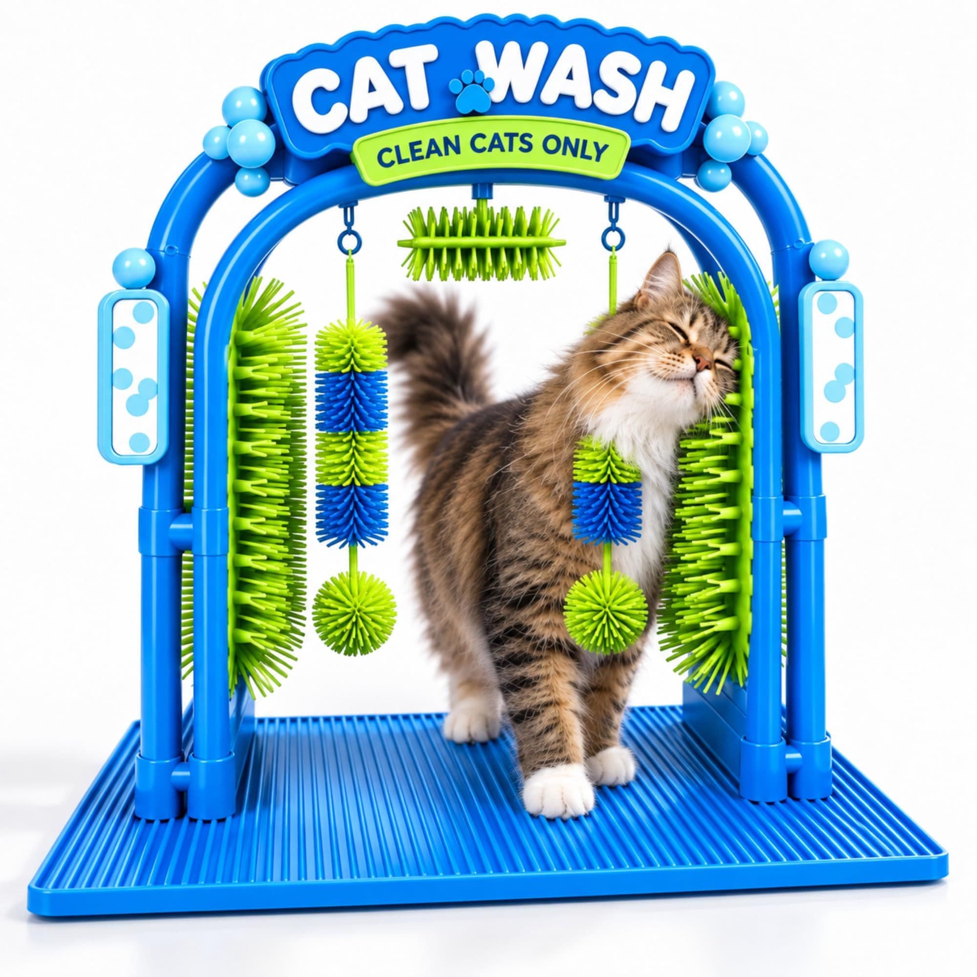 Indoor Cat Self-Grooming Arch: Gentle Dry Massage & Hair Removal For Your Relaxed Cat (Blue), photo 1 of 7