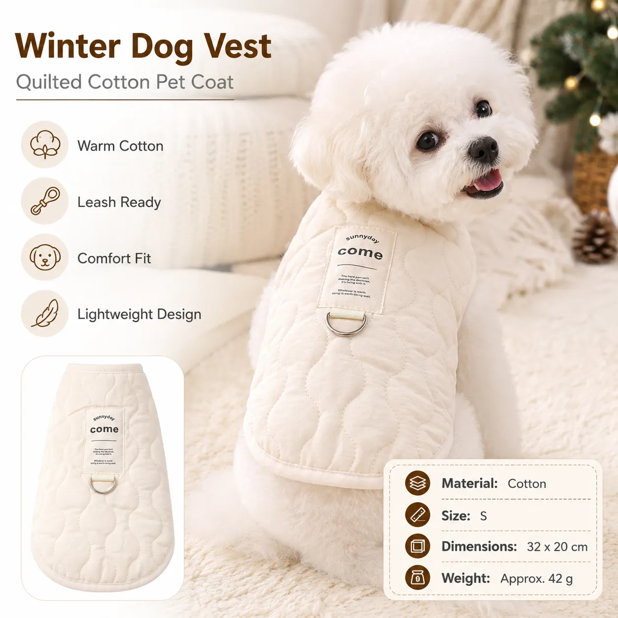 Fleece-lined thickened dog vest - Cotton Fleece Lined Harness Compatible Winter Coat for Dogs Shed Control Outdoor Walks,Winter Pet Essentials