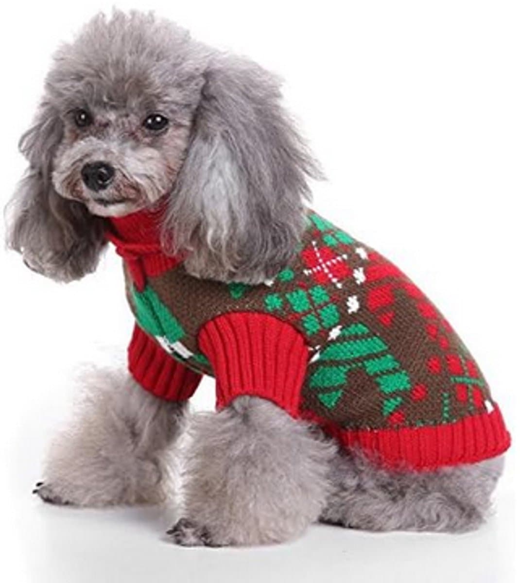 Dog Sweater - Dog Coat - Pet Dog Turtleneck Sweater - Christmas Turn-Up Sweater - Puppy Clothes - Christmas Decorations - Perfect for Small Dogs - Medium-Sized Dogs - Party Clothes - Size L, photo 1 of 6