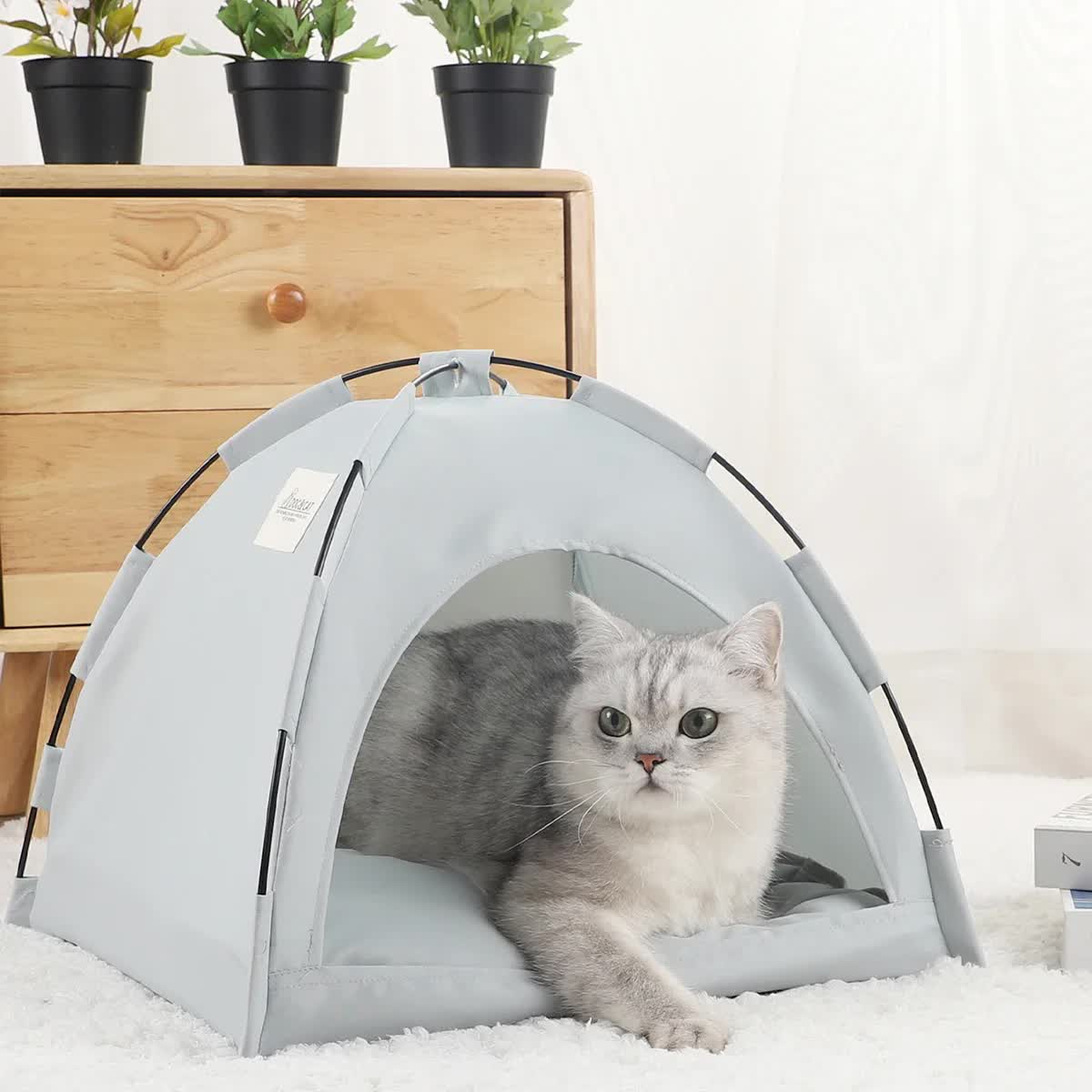 Foldable Breathable Summer Pet Tent with Cooling Mat - Portable Outdoor and Indoor Pet Shelter