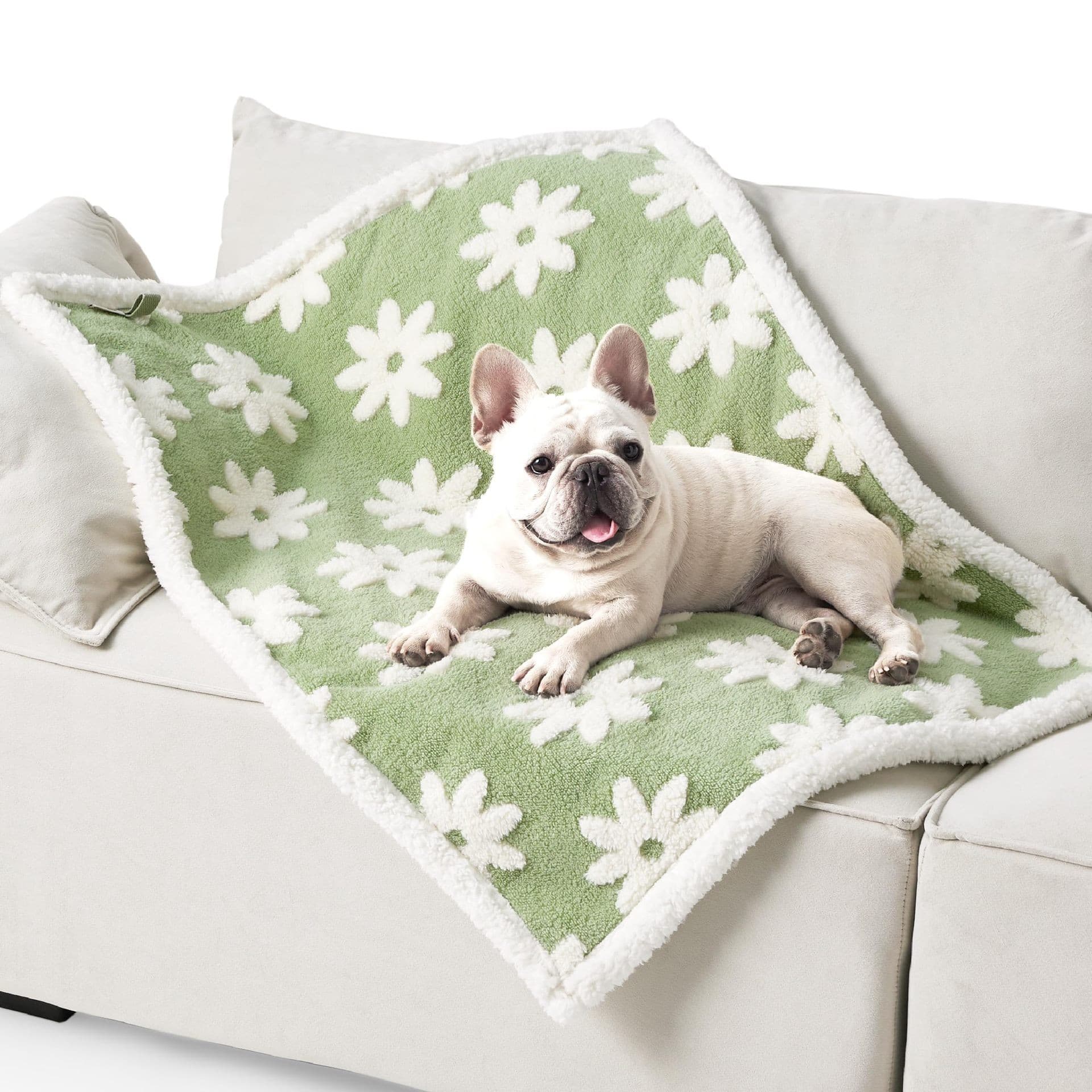 Waterproof Soft Sherpa Fleece Pet Blanket ( Floral) - Reversible Thickened Furniture Protector for Dogs & Cats