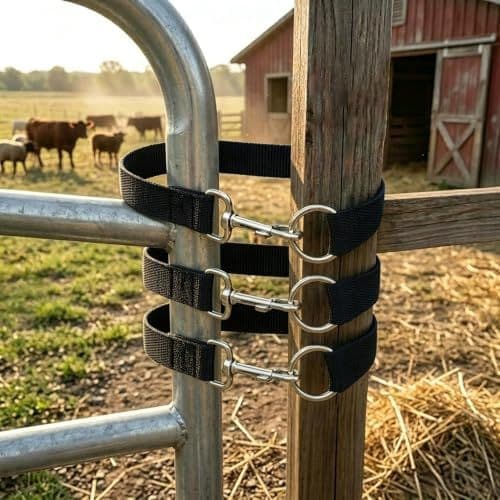 Ranch Gate Strap Latch Adjustable Webbing with Metal Clip 50 cm Gate Lock Easy Install for Barn Horse Cattle Fencing, Black (black), photo 1 of 10