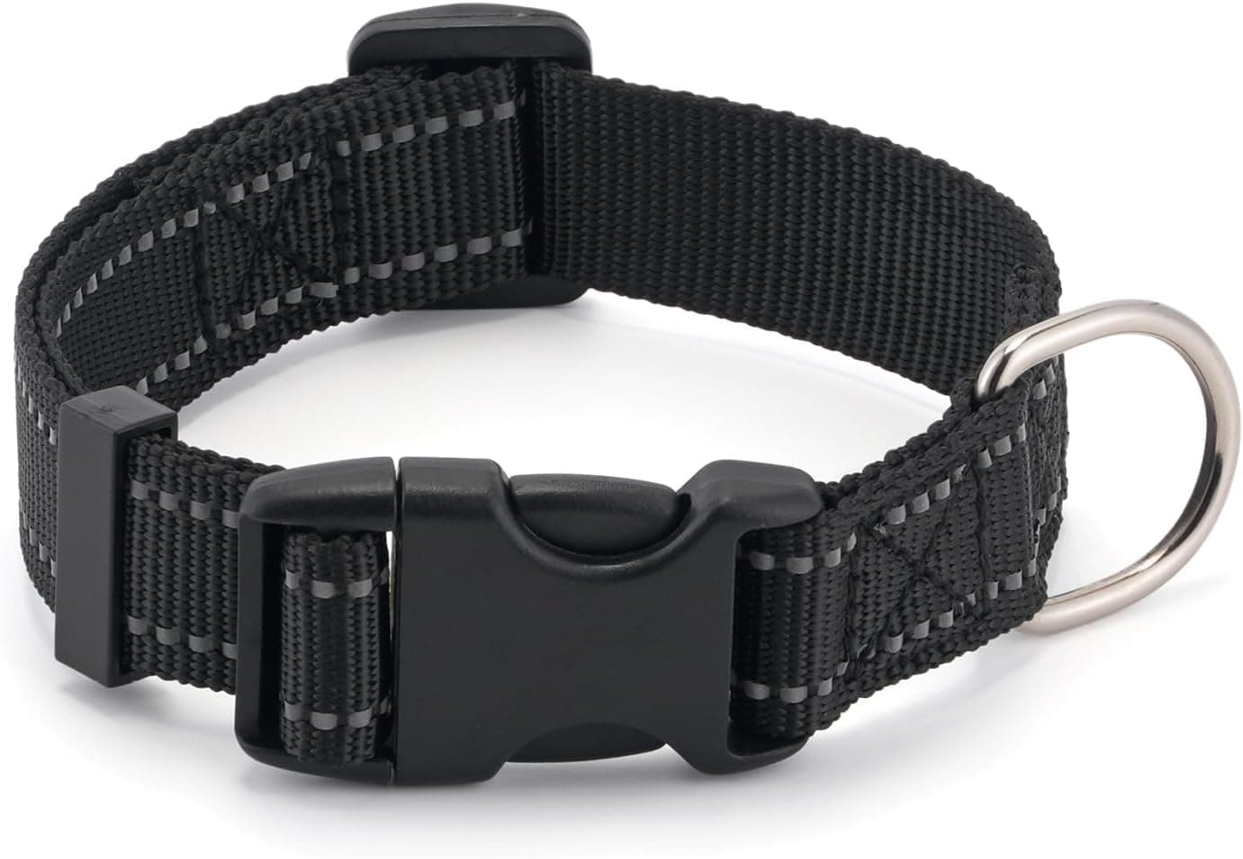 Dog Collar for Small Medium Dogs with Buckle, Breathable Adjustable Nyl Reflective Dog Collars, Black/Small, photo 1 of 7