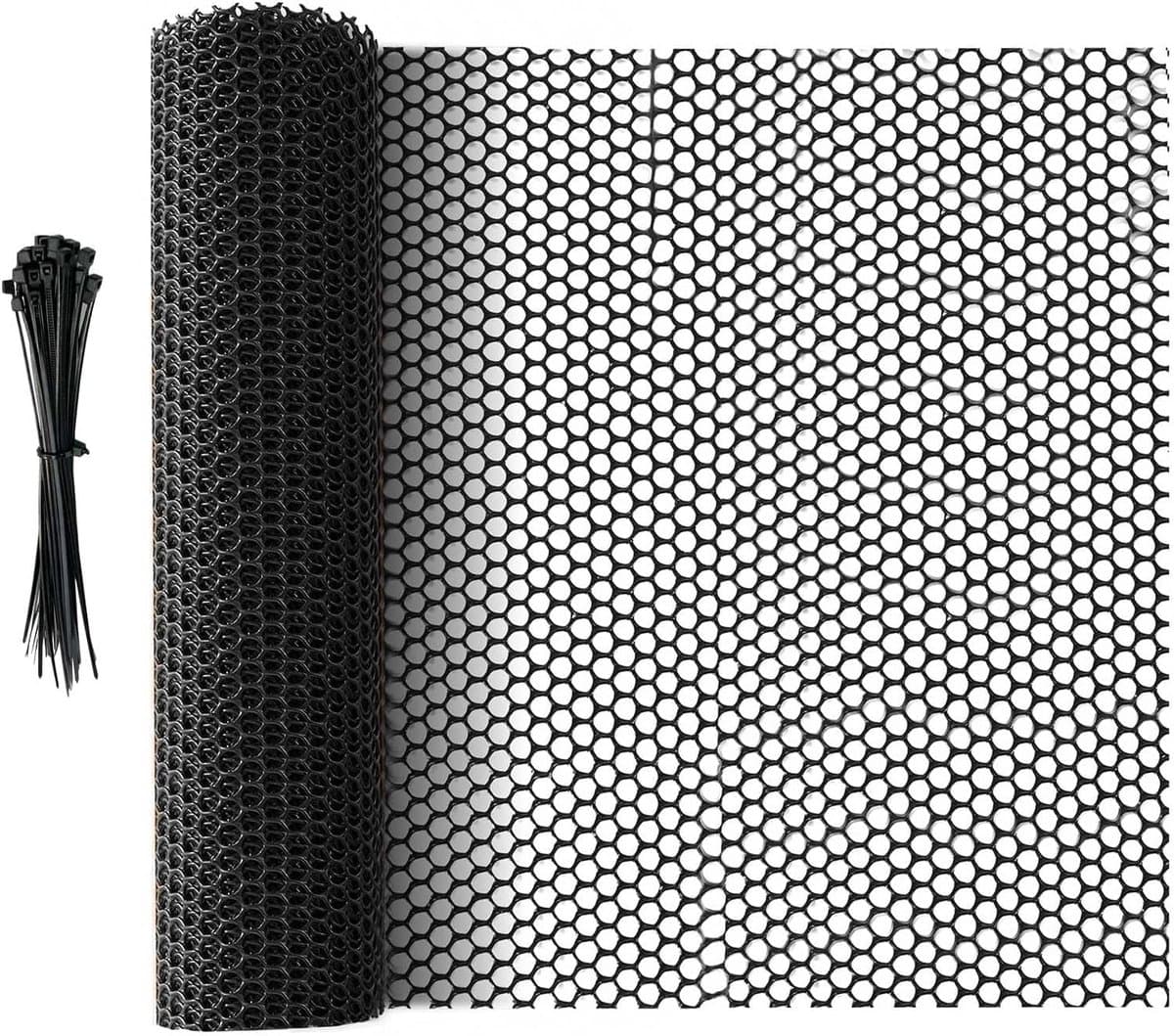 Plastic Fencing Net - 40 cm * 3 m - Chicken Wire - Cat Net - Dog Fencing - Bird Net - Pet Trap Net - Garden Mesh - Plastic Mesh - Plant Net - with 20 fixed straps - for dogs, cats, chickens and other small animals - Black, photo 1 of 5