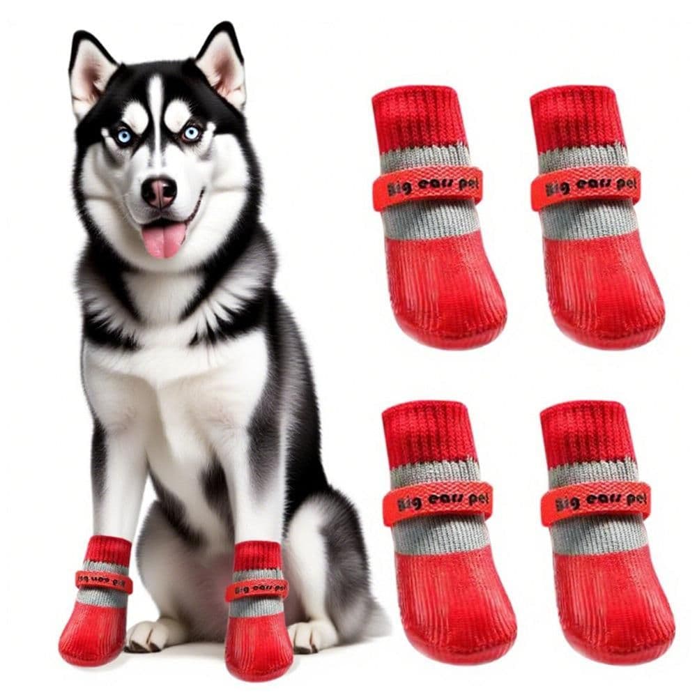 Waterproof Anti Slip Pet Shoes with Rubber Sole for Indoor and Outdoor Use Red, photo 1 of 10