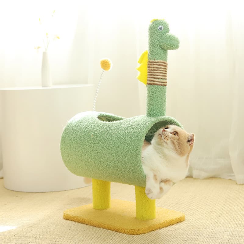 Chicken-Theme Cat Tree with Tunnel - Multi-Functional Cat Scratching Post and Playhouse