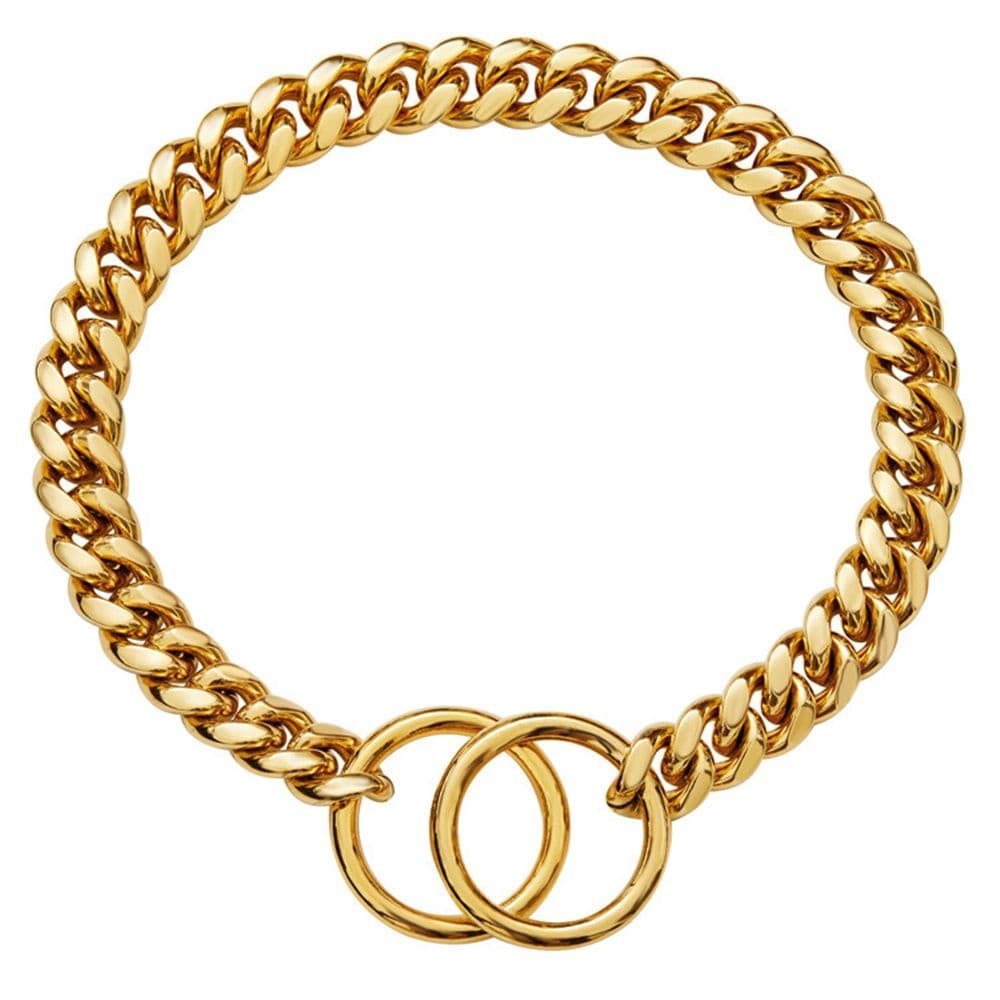 Chain Dog Collar 10mm Link Collar Chains Stainless Steel Metal Slip Collar Gold Pet Necklace for Medium Dogs(36 cm/35.5cm)golden, photo 1 of 5