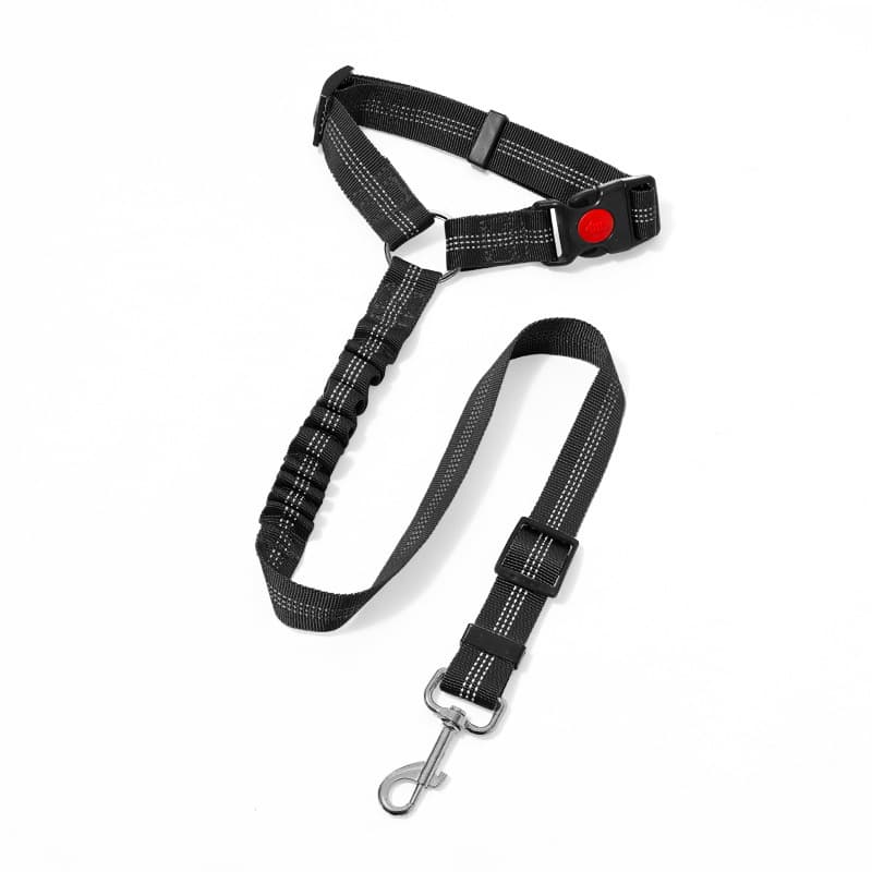 2PC Adjustable Dog Car Safety Seat Belt Leash - Anti-Shock Bungee Headrest Restraint with Reflective Stitching & 316 Stainless Steel Clip, photo 1 of 4