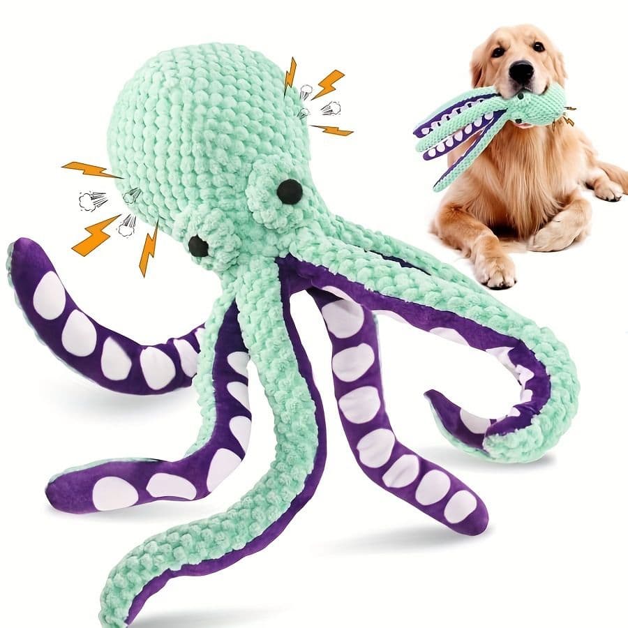 2-Pack Plush Octopus Dog Toy with Squeaker - Interactive Chew Toy for Small, Medium & Large Dogs - Durable, Teeth-Cleaning & Boredom-Relief Pet Toy (35cm)