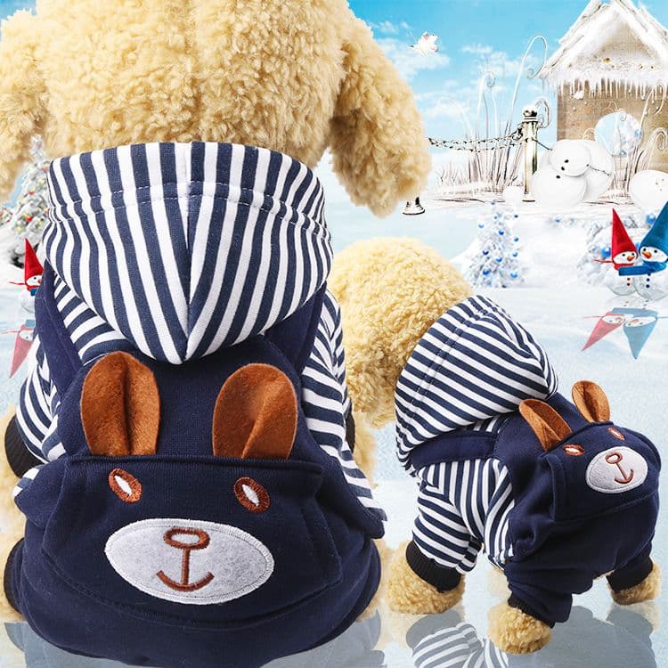 shine Pet Four Legged Clothing Polyester Cotton Four-legged flannel extra-long-eared rabbit back length - striped blue, photo 1 of 6
