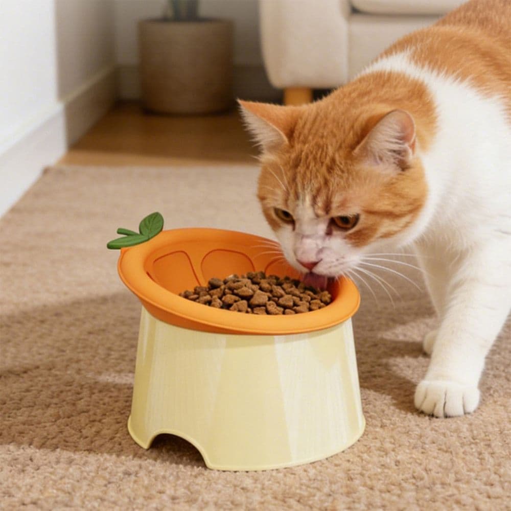Silicone Elevated Dog Bowl, Adjustable Angle Anti-Slip Food Water Feeder for Dogs Cats, Orange, photo 1 of 5