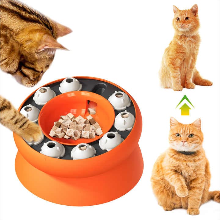 Interactive Slow Feeder Cat Bowl - 15° Tilt Design, Puzzle Feeder for Healthy Eating