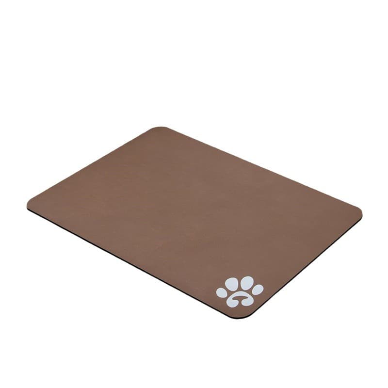 Super Absorbent Non-Slip Pet Feeding Mat with Paw Print Design for Dog and Cat Bowls, Easy-Clean Floor Protector, Brown, 61 x 43 cm, photo 1 of 4