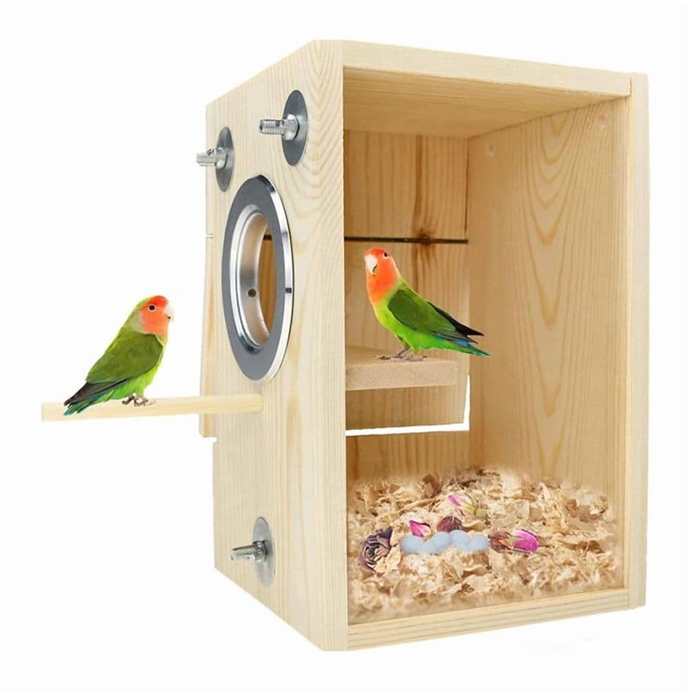 Bird Nest Box Parakeet Breeding Nest Box Bird Nest House Wooden Acrylic Transparent Breeding Box for Cockatiel, photo 1 of 5