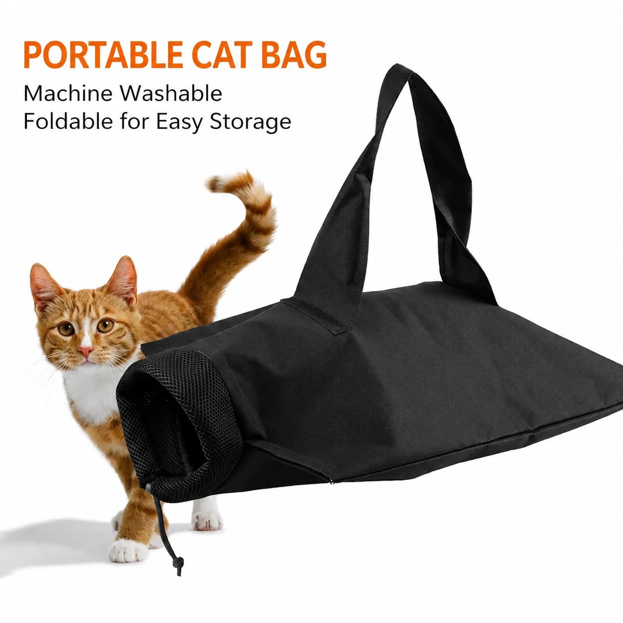 Portable Cat Carrier Bag for Travel, Vet Visits, Nail Trimming, Medication, Grooming & Injection Restraint – Oxford Fabric, Breathable Mesh, Foldable & Machine Washable, Fits Cats Up to 4.5 kg, Multiple Colors, photo 1 of 10