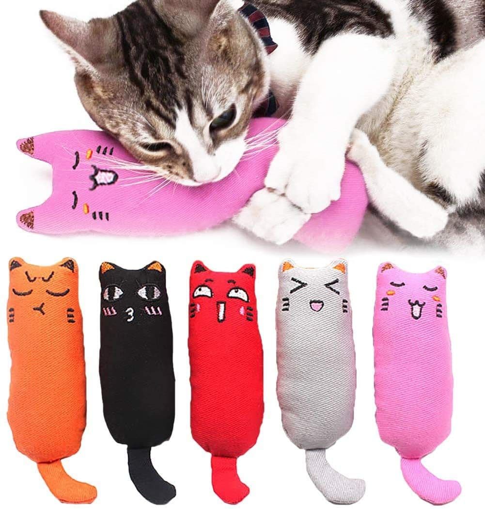 5-piece pack of bite-resistant catnip cat toys, cartoon mouse cat teething chew toys containing catnip, photo 1 of 5