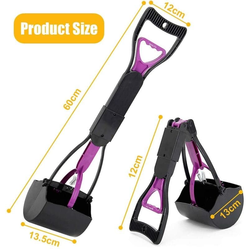 Foldable Dog And Cat Poop Scooper Pet Long Handle Pooper Scooper, Easy To Pick Up Waste, Black & Purple (Purple), photo 1 of 4