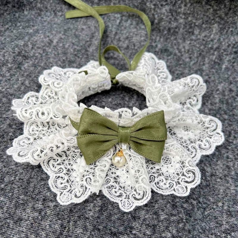 Dog Cat Bib Scarf Bow Tie Pet Accessories Green lace length 35 long cm strap length, photo 1 of 4